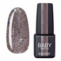 Гель-лак Baby Moon Dance Diamond 016 серебристо-бежевый с разноцветным глиттером 6 мл