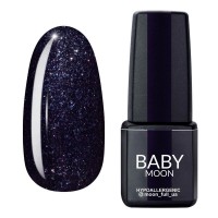 Гель-лак Baby Moon Midnight 008 чёрный с блёстками 6 мл